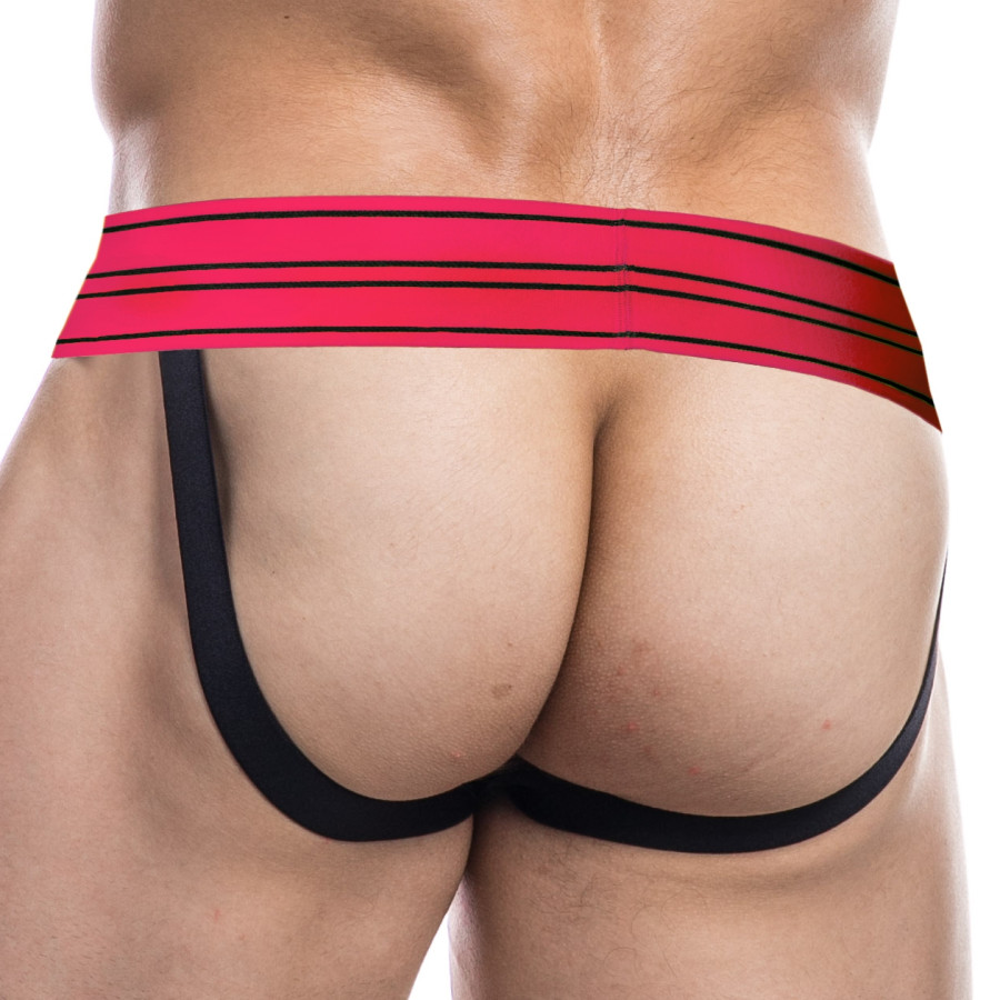 Jockstrap Rugby Noir-Rose neon