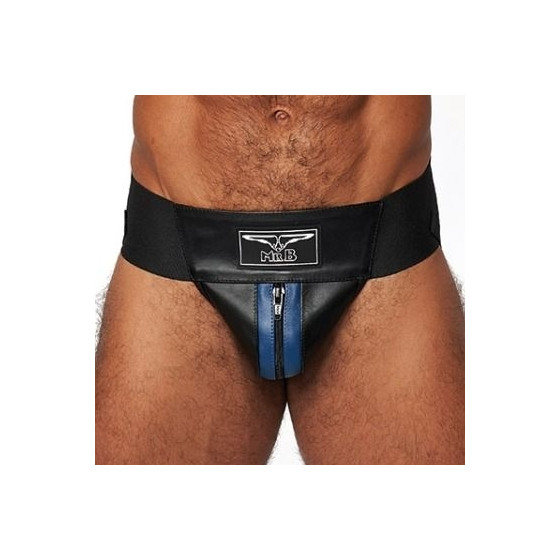 Jockstrap en cuir Mister B Noir-Bleu