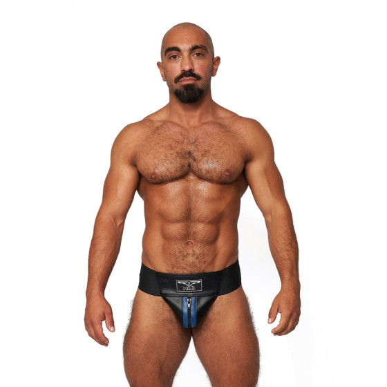 Jockstrap en cuir Mister B Noir-Bleu