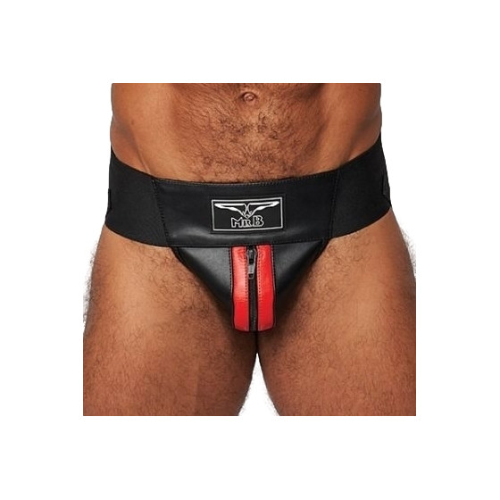 Jockstrap en cuir Mister B Noir-Rouge