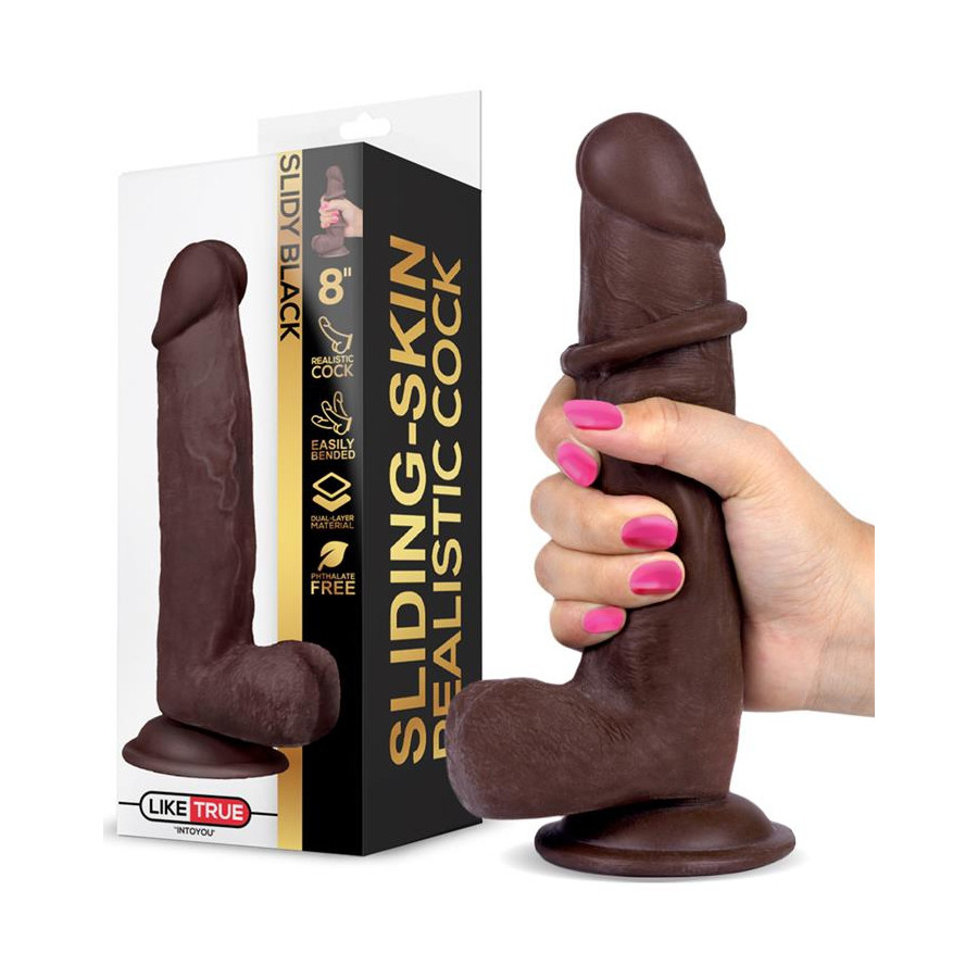 Gode réaliste Slidy Cock 15 x 4cm Marron